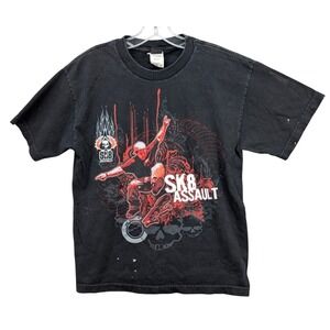 GWP Sport‎ SK8 Assault T-Shirt Youth Boys Sz XL Black Sk8 Assault Graphic Casual